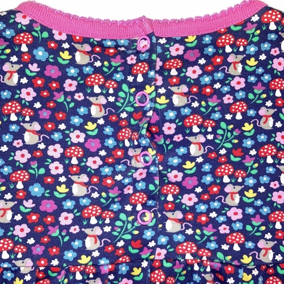 Jojo maman bebe mouse floral mushroom navy long sleeve dress 4-5 yrs - Picture 6 of 9
